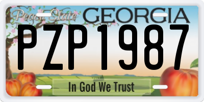GA license plate PZP1987