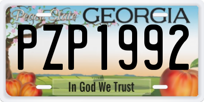 GA license plate PZP1992