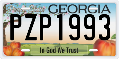 GA license plate PZP1993