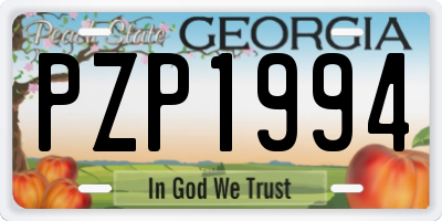 GA license plate PZP1994