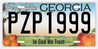 GA license plate PZP1999