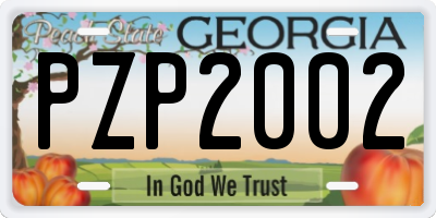 GA license plate PZP2002