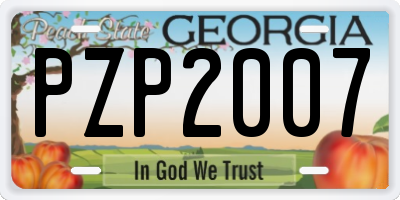GA license plate PZP2007