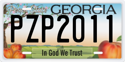 GA license plate PZP2011
