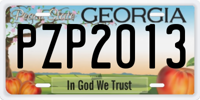 GA license plate PZP2013