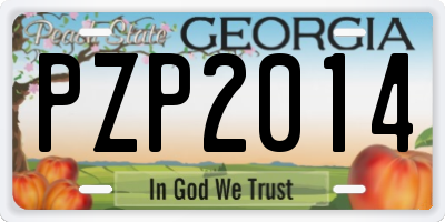 GA license plate PZP2014