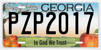 GA license plate PZP2017
