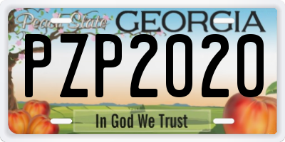 GA license plate PZP2020