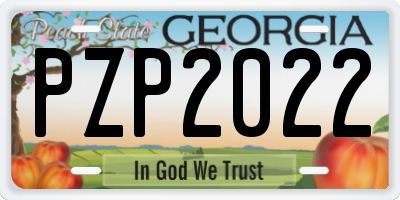 GA license plate PZP2022