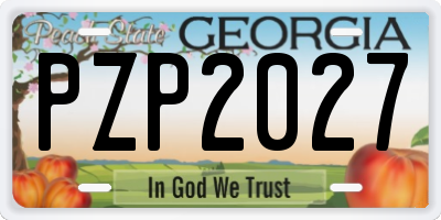 GA license plate PZP2027