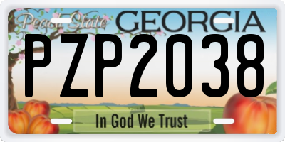 GA license plate PZP2038