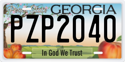 GA license plate PZP2040