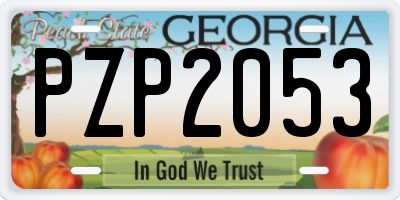 GA license plate PZP2053