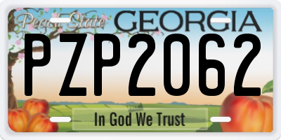 GA license plate PZP2062