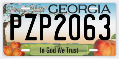 GA license plate PZP2063