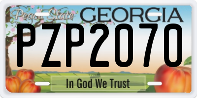 GA license plate PZP2070