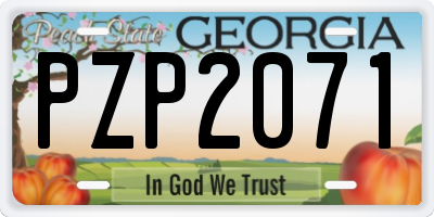 GA license plate PZP2071