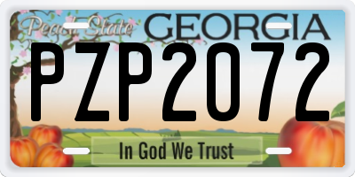 GA license plate PZP2072