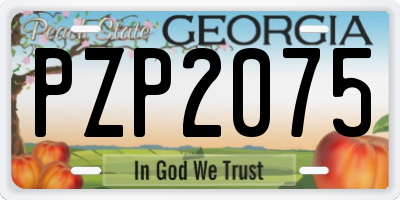 GA license plate PZP2075