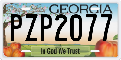 GA license plate PZP2077