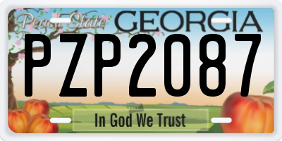 GA license plate PZP2087