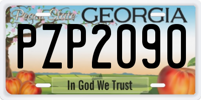 GA license plate PZP2090