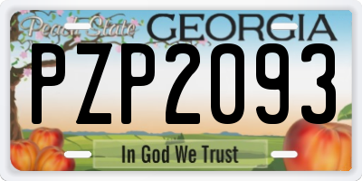 GA license plate PZP2093