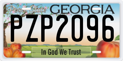 GA license plate PZP2096