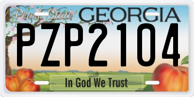 GA license plate PZP2104