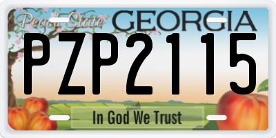 GA license plate PZP2115