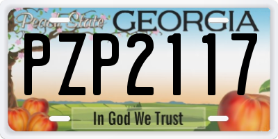 GA license plate PZP2117