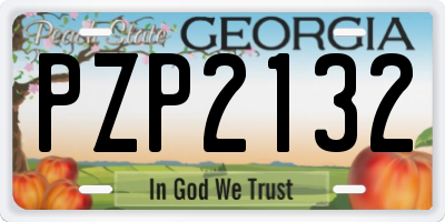 GA license plate PZP2132