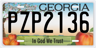 GA license plate PZP2136