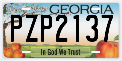 GA license plate PZP2137