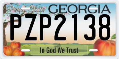 GA license plate PZP2138