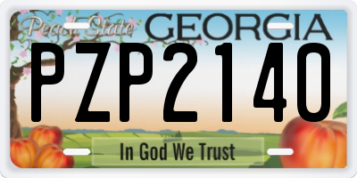 GA license plate PZP2140