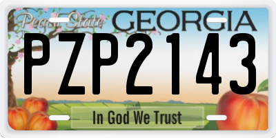 GA license plate PZP2143