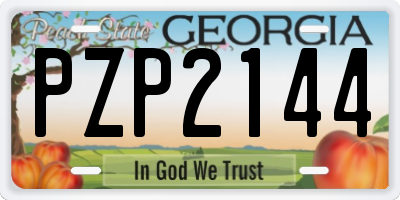 GA license plate PZP2144
