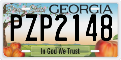 GA license plate PZP2148