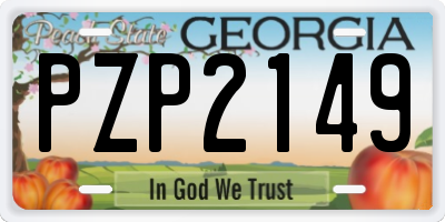 GA license plate PZP2149
