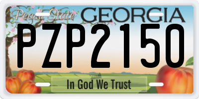 GA license plate PZP2150