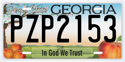 GA license plate PZP2153