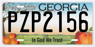 GA license plate PZP2156