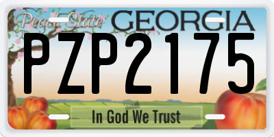 GA license plate PZP2175