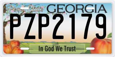 GA license plate PZP2179