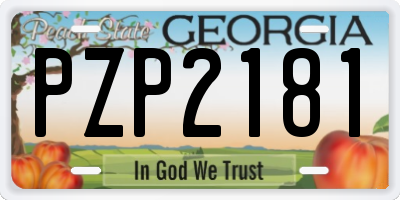 GA license plate PZP2181