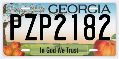 GA license plate PZP2182