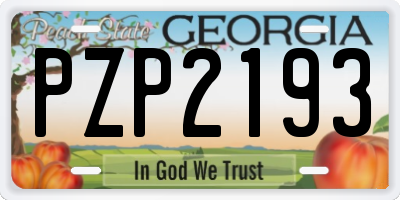 GA license plate PZP2193