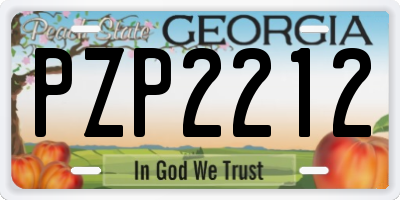 GA license plate PZP2212