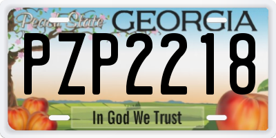 GA license plate PZP2218